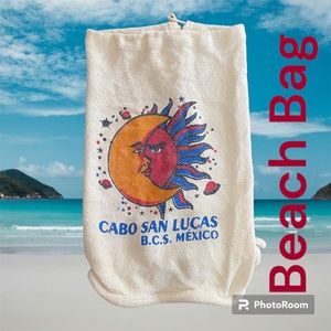 Vintage Cabo San Lucas Mexico Beach Bag woven tote large 90’s style packable